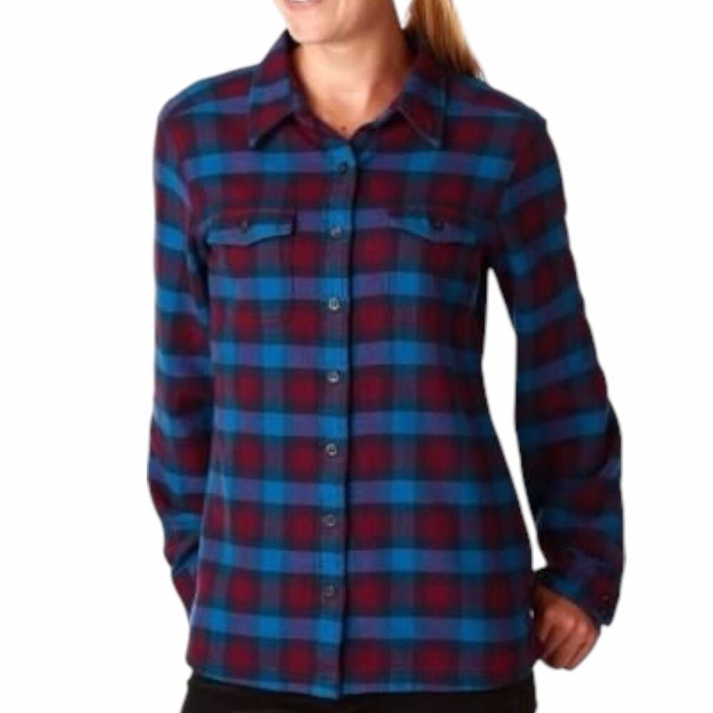 PATAGONIA Women’s Blue Red Plaid Long Sleeve Fjord Flannel Shirt Size 8 Medium